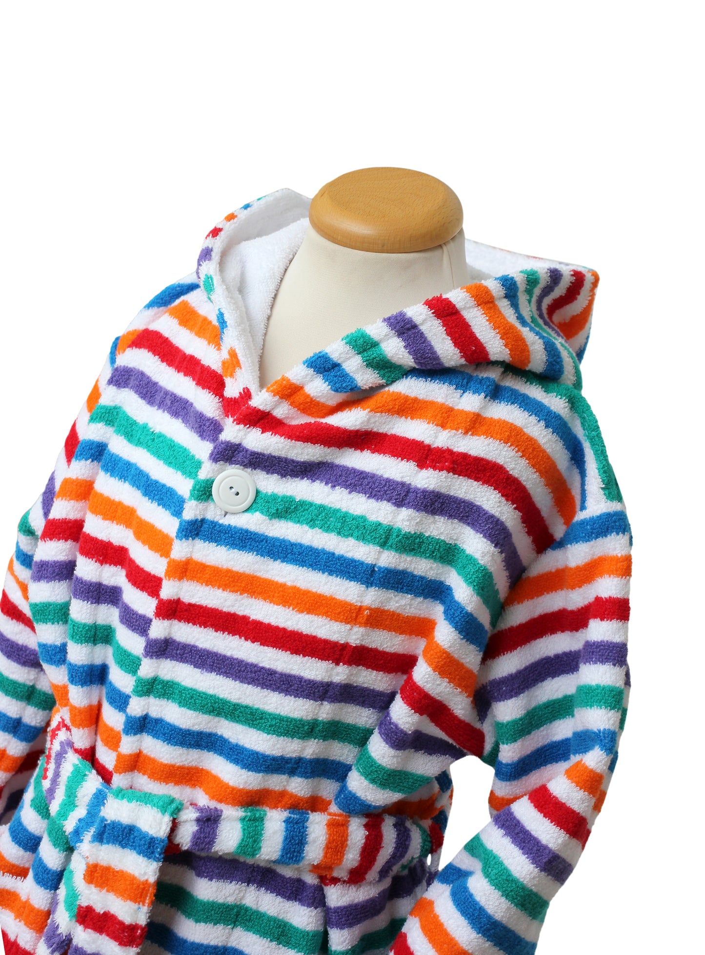 The colorful striped terry bathrobe with hood from TAVO