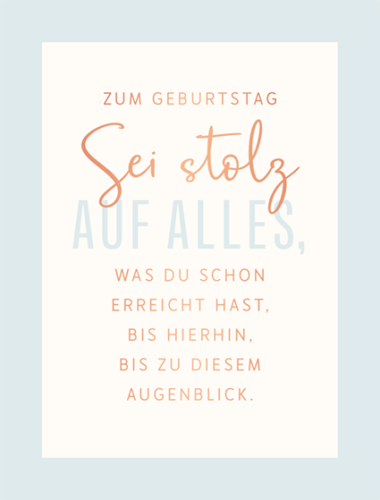 Geburtstagskarte: Zum Geburtstag Sei Stolz