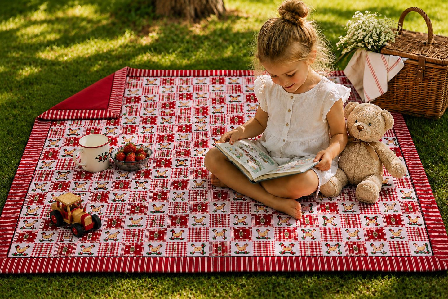 Tavolinchen Spieldecke „Bauernhof“ 100 × 140 cm – aus Baumwolle mit weicher Frottier-Rückseite