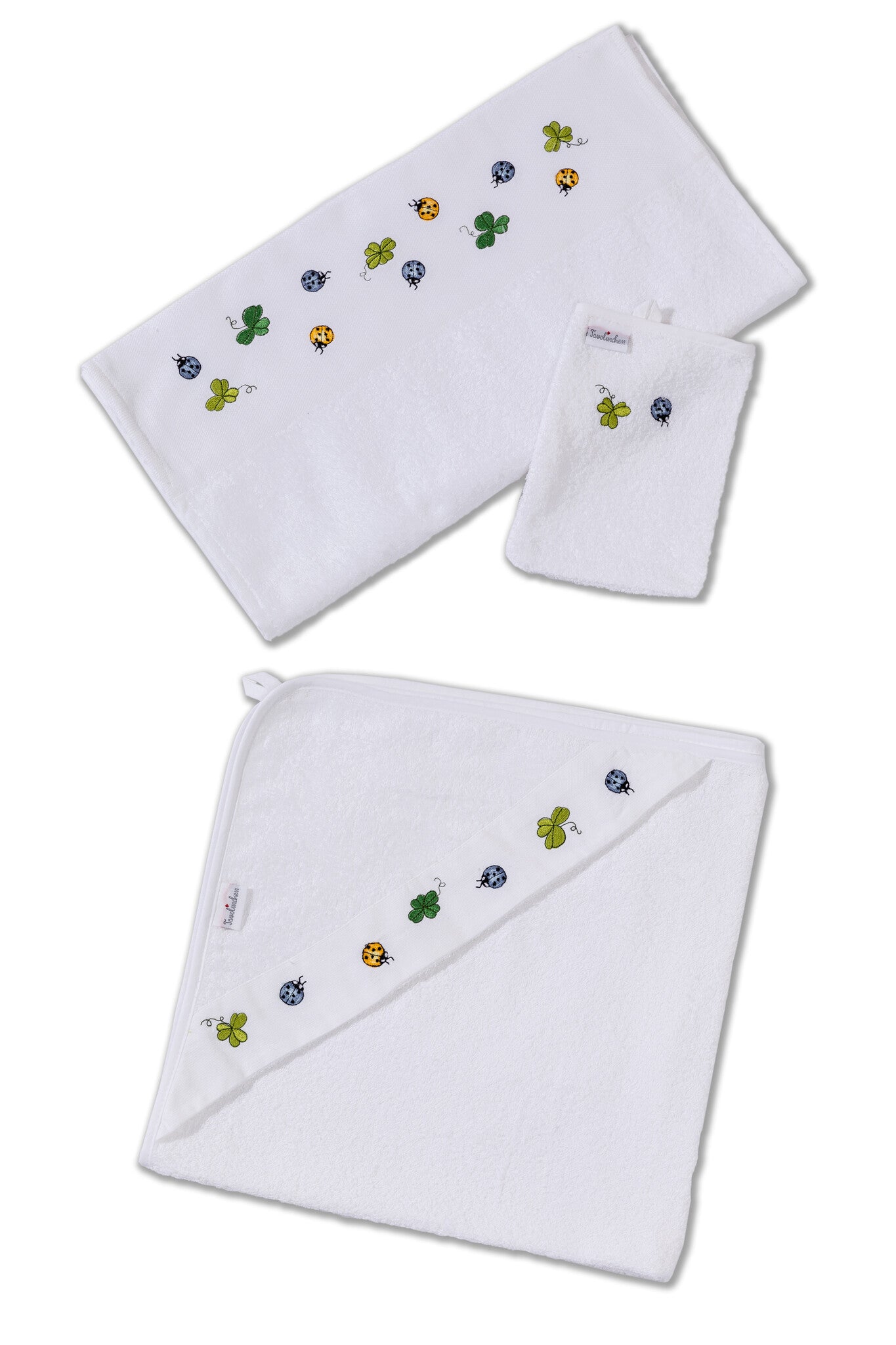 Ladybug gift set with towel, hooded bath towel & wash mitt