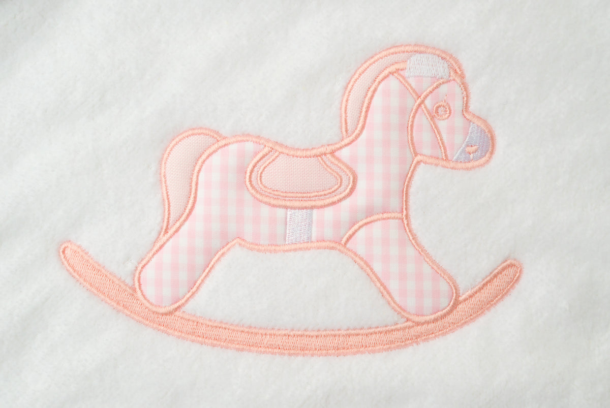 Tavolinchen♥ Baby bathrobe – “Rocking horse” with checked design and hood