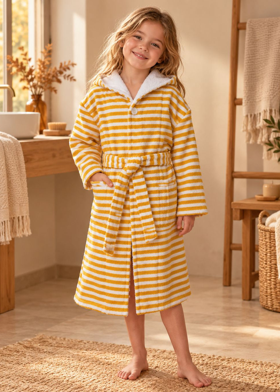 The classic striped terry bathrobe with hood from TAVO