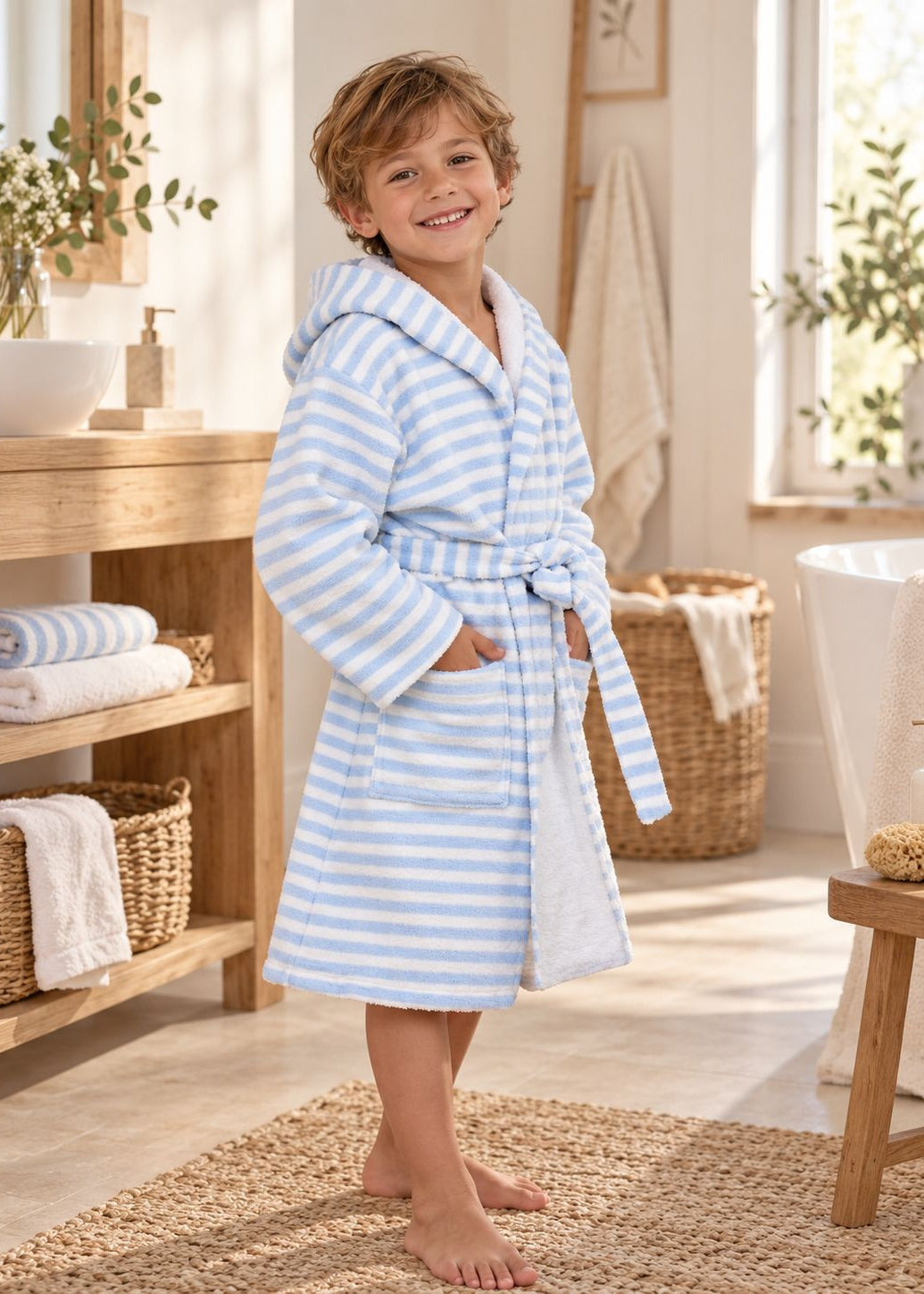 The classic striped terry bathrobe with hood from TAVO