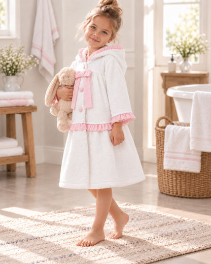 Girls' bathrobe made of 100% cotton – terry cloth, soft and absorbent