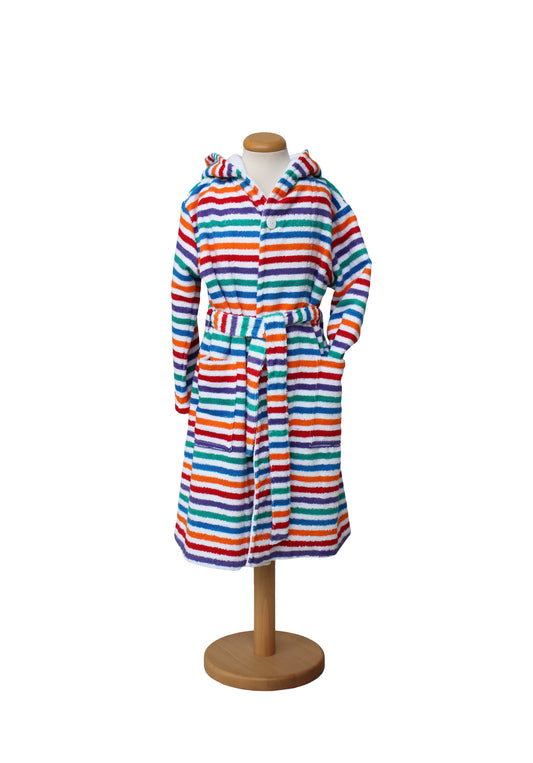 The colorful striped terry bathrobe with hood from TAVO