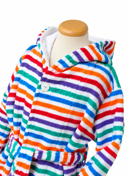 The colorful striped terry bathrobe with hood from TAVO