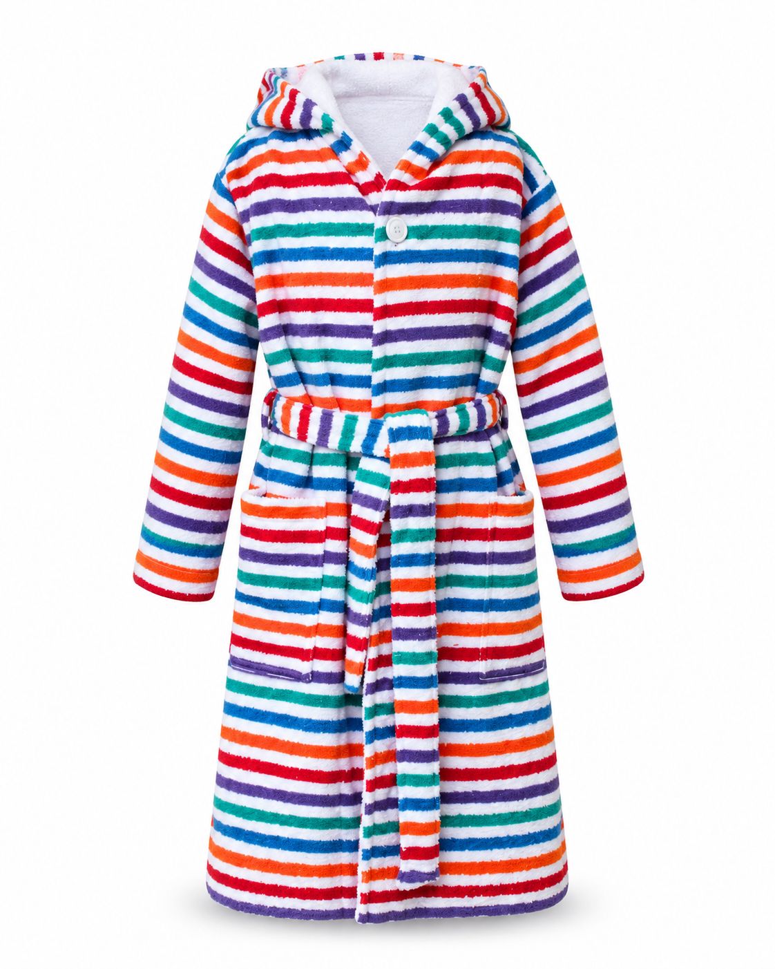 The colorful striped terry bathrobe with hood from TAVO