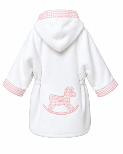 Tavolinchen♥ Baby bathrobe – “Rocking horse” with checked design and hood