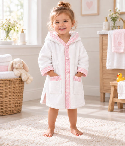 Tavolinchen♥ Baby bathrobe – “Rocking horse” with checked design and hood