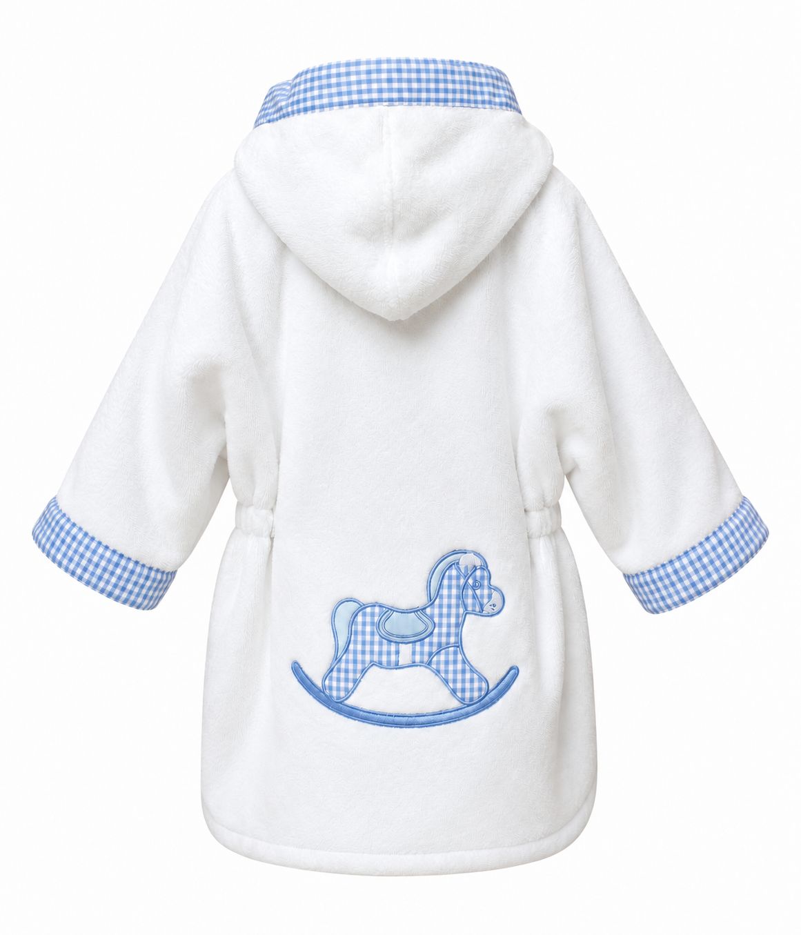 Tavolinchen♥ Baby bathrobe – “Rocking horse” with checked design and hood