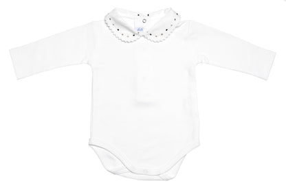 Frilo long-sleeved bodysuit with collar »Swiss Elegance«