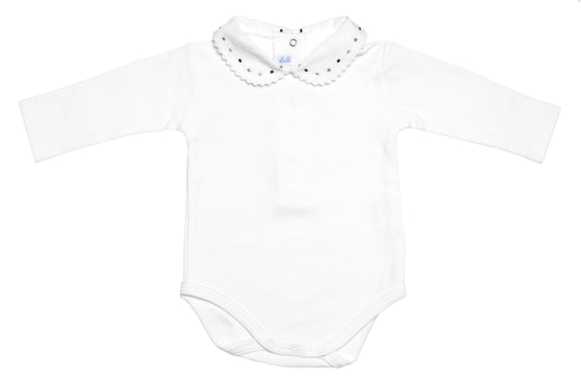 Frilo long-sleeved bodysuit with collar »Swiss Elegance«