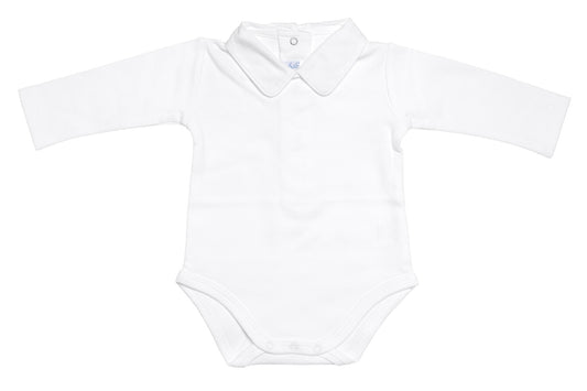 Frilo long-sleeved bodysuit with collar »Swiss White«