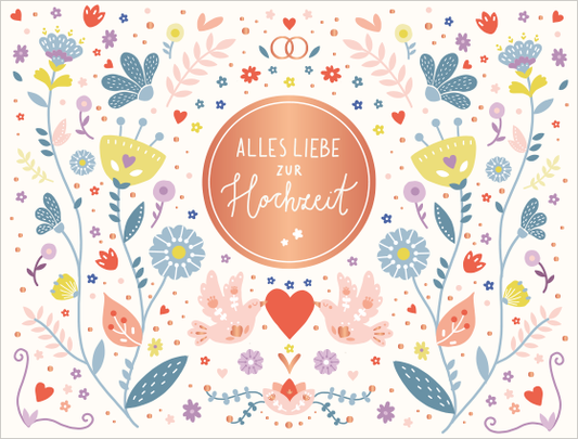 Hochzeitskarte: Alles Liebe, mit Blumen
