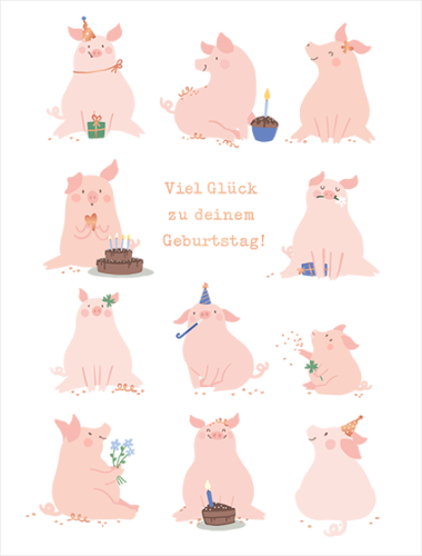 Birthday Card: Piglet - Good Luck