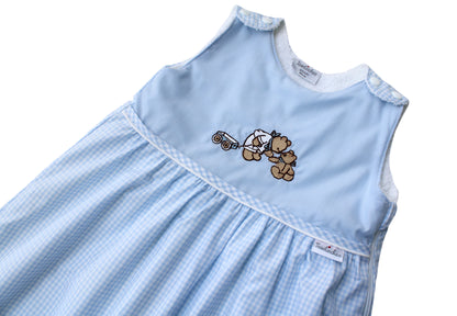Tavolinchen terry cloth sleeping bag “Bear Trip” – baby sleeping bag with cute bear embroidery and classic check pattern