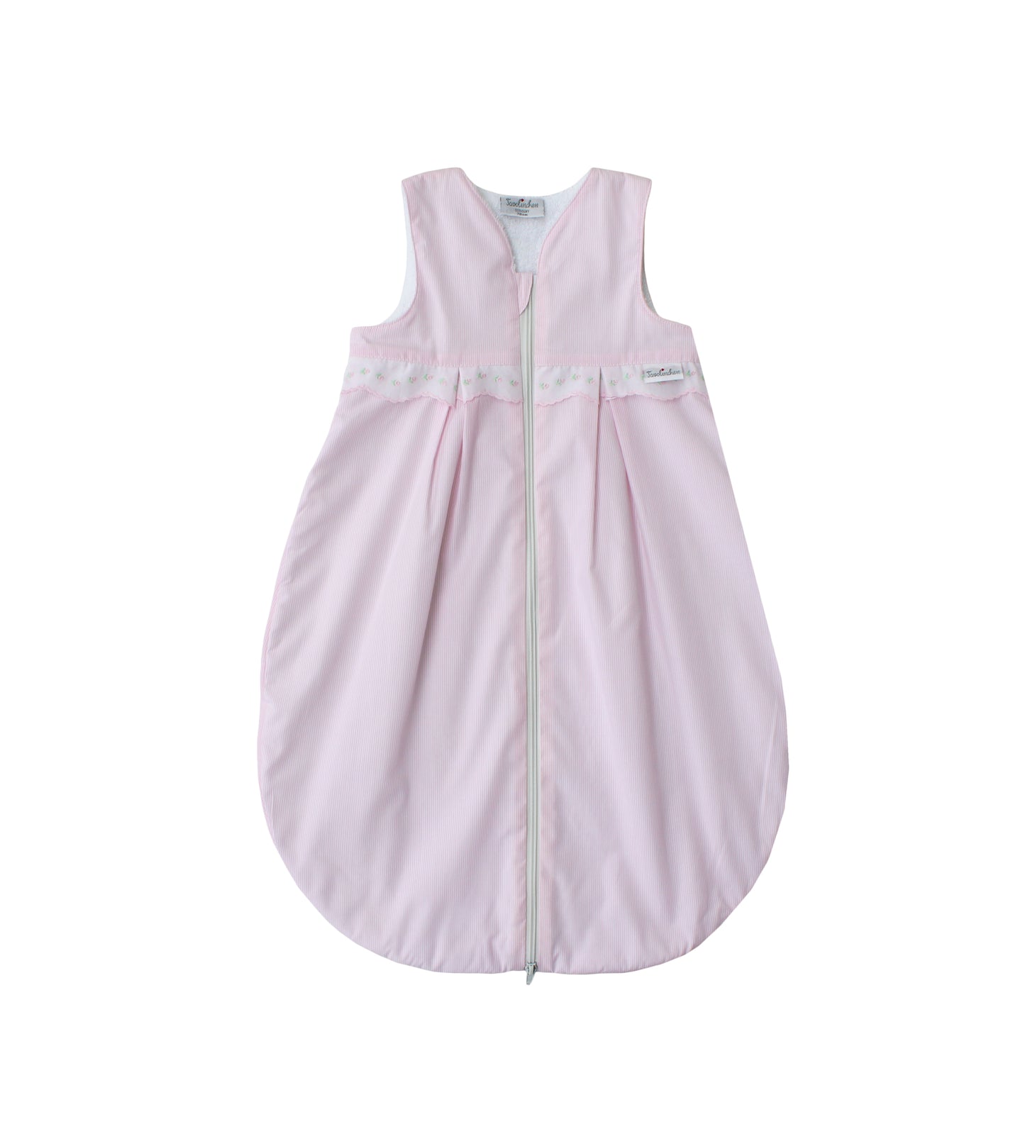 Terry cloth sleeping bag “Boluda Stripes” with delicate border – pink or light blue, soft &amp; breathable