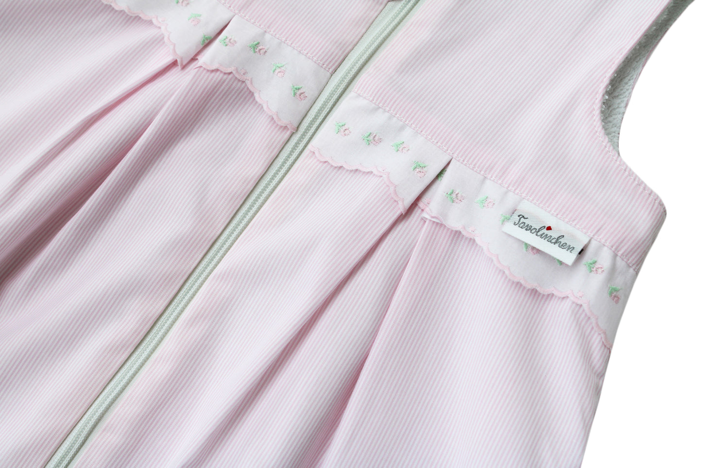 Terry cloth sleeping bag “Boluda Stripes” with delicate border – pink or light blue, soft &amp; breathable