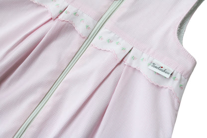 Flannel sleeping bag “Boluda Stripes” with delicate border – striped baby sleeping bag made of cotton flannel in pink or light blue