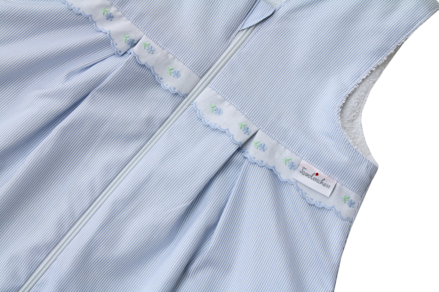 Terry cloth sleeping bag “Boluda Stripes” with delicate border – pink or light blue, soft &amp; breathable