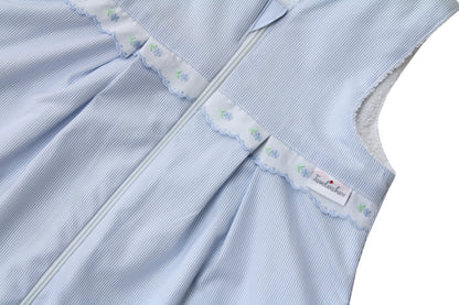 Flannel sleeping bag “Boluda Stripes” with delicate border – striped baby sleeping bag made of cotton flannel in pink or light blue