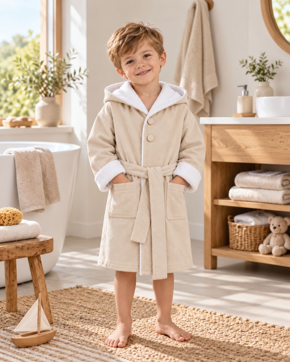Peignoir double face »Boluda Stripes« avec capuche