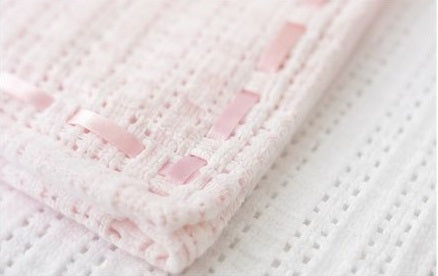Tavolinchen Knitted Baby Blanket 75x100 cm – 100% Cotton with Fine Satin Ribbon