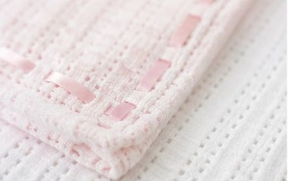 Tavolinchen Knitted Baby Blanket 75x100 cm – 100% Cotton with Fine Satin Ribbon
