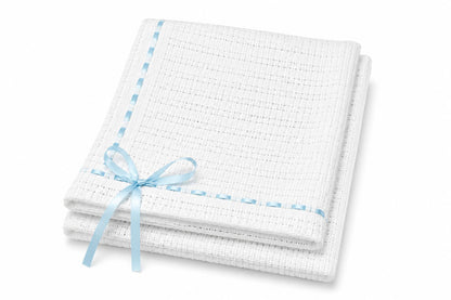 Tavolinchen Knitted Baby Blanket 75x100 cm – 100% Cotton with Fine Satin Ribbon