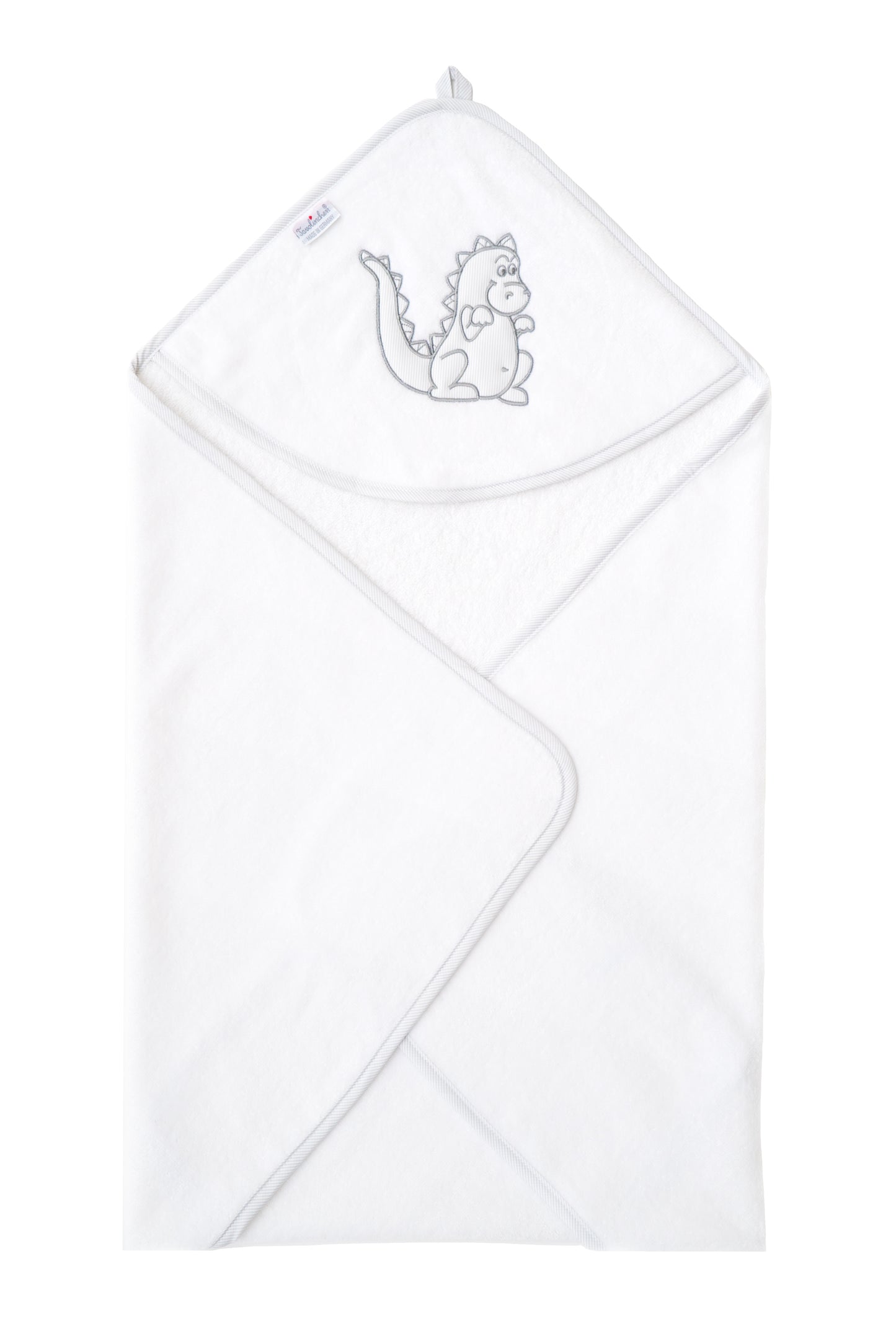 Hooded bath towel "Dinolinchen" made of soft velour | The perfect baby bath towel for cuddly moments after bathing