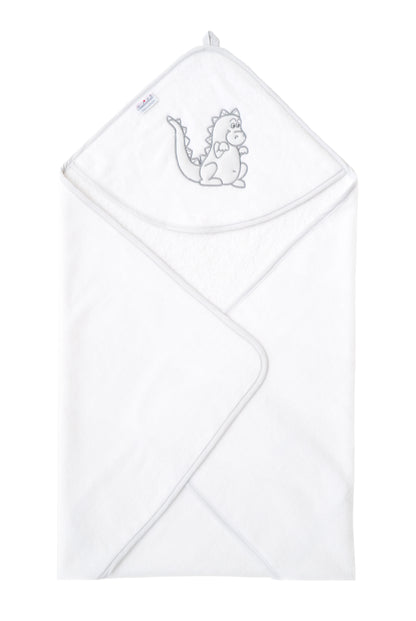 Hooded bath towel "Dinolinchen" made of soft velour | The perfect baby bath towel for cuddly moments after bathing