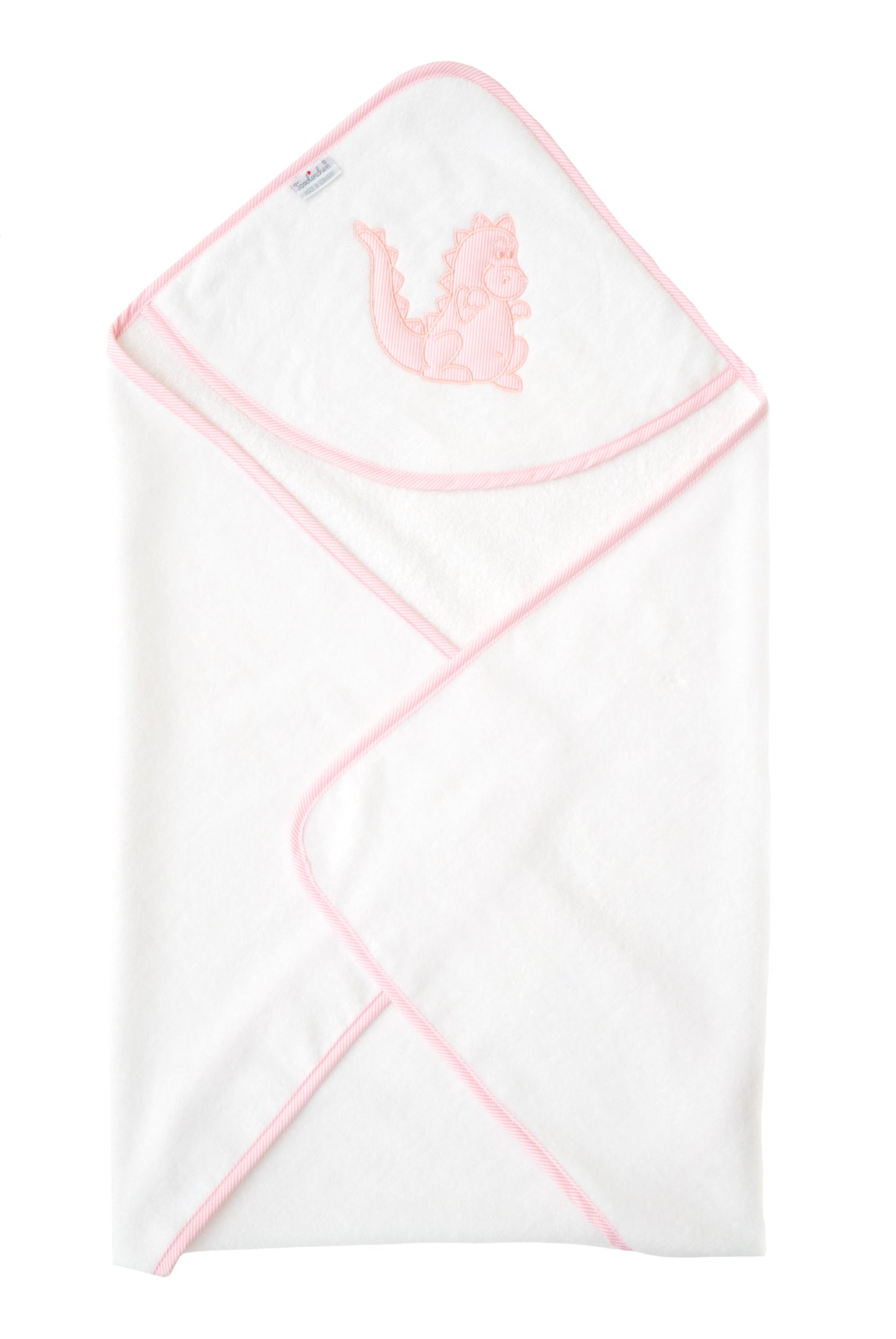 Hooded bath towel "Dinolinchen" made of soft velour | The perfect baby bath towel for cuddly moments after bathing