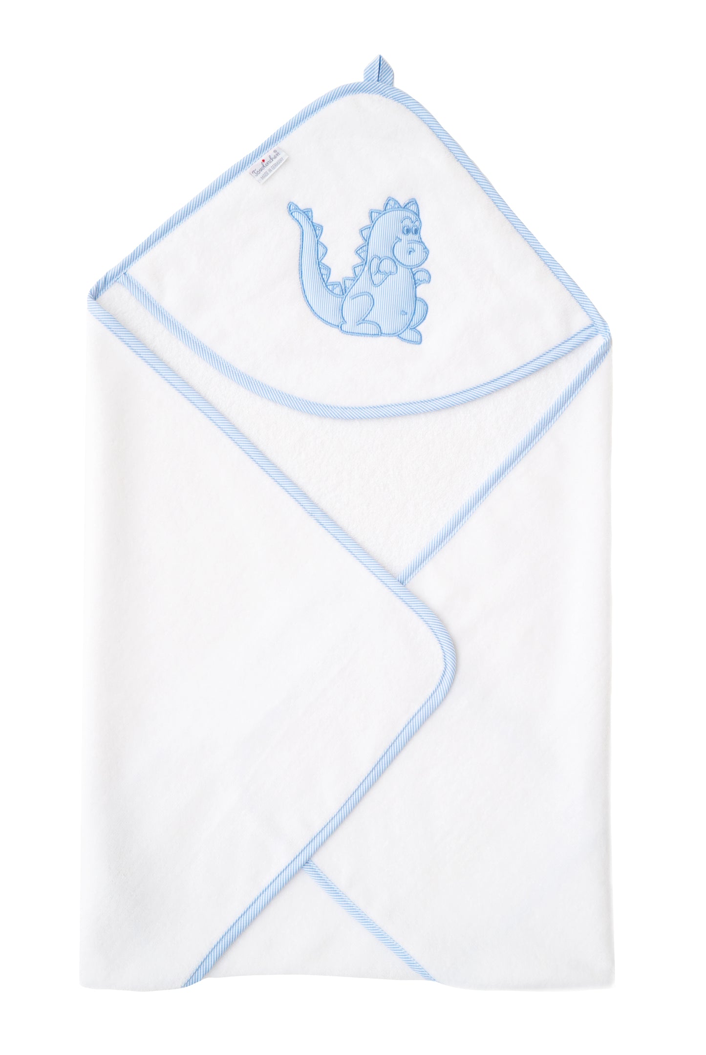 Hooded bath towel "Dinolinchen" made of soft velour | The perfect baby bath towel for cuddly moments after bathing