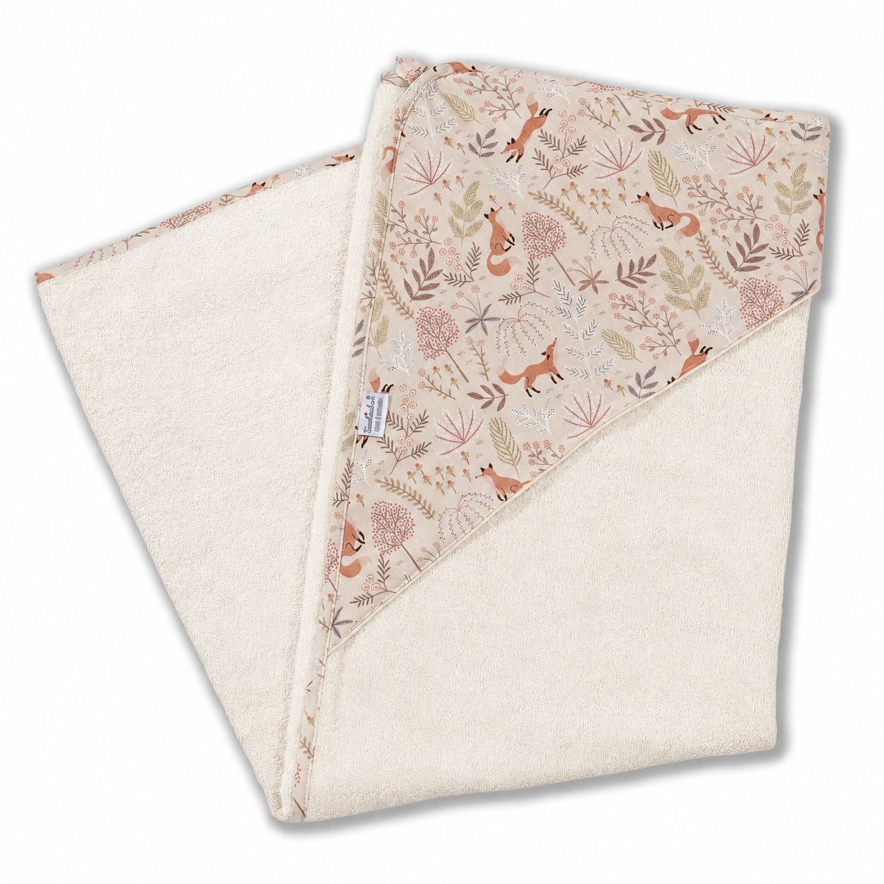 Serviette de bain à capuche « Renard » | Motif renard mignon pour les petits aventuriers | 80 x 80 cm
