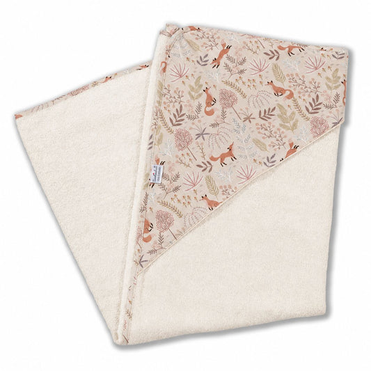 Serviette de bain à capuche « Renard » | Motif renard mignon pour les petits aventuriers | 80 x 80 cm
