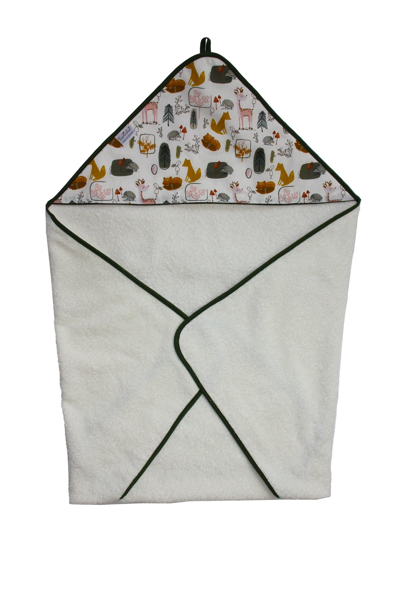 Hooded bath towel "Forest Friends" | Lovely design with cute forest animals for little nature lovers | 100% cotton, 100 x 100 cm