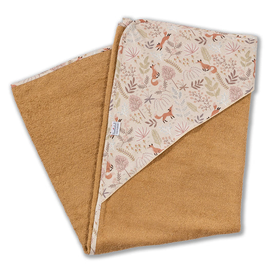 Hooded bath towel "Fox" | Cute fox motif for little adventurers | 80 x 80 cm
