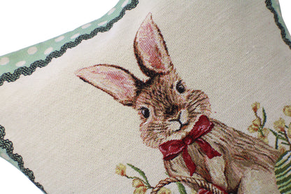 Tapestry Easter cushion with Mr. Rabbit – nostalgic charm for a cozy Easter season