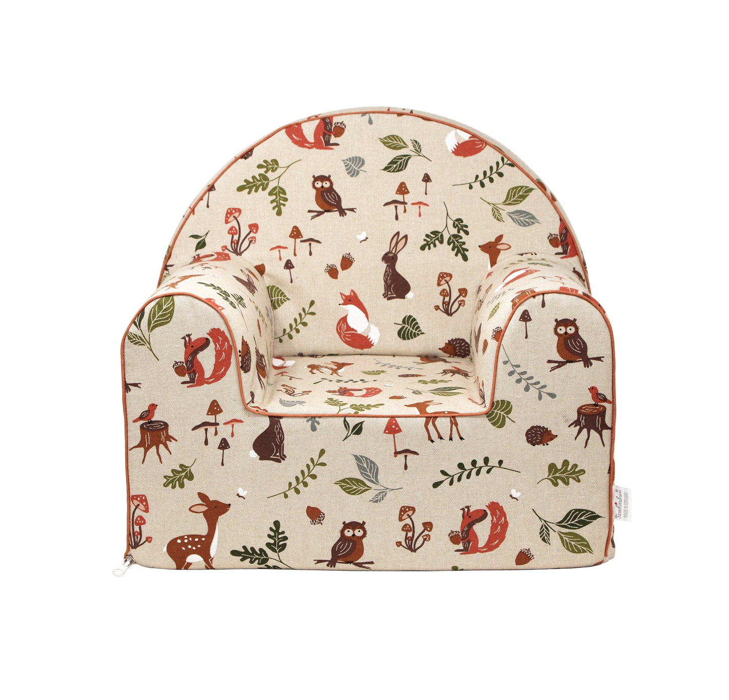 Colorful children's armchair "Autumn Friends", removable and washable cover, ideal for children's rooms, perfect for reading and playing