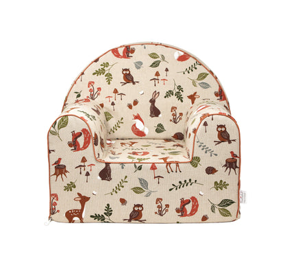 Colorful children's armchair "Autumn Friends", removable and washable cover, ideal for children's rooms, perfect for reading and playing
