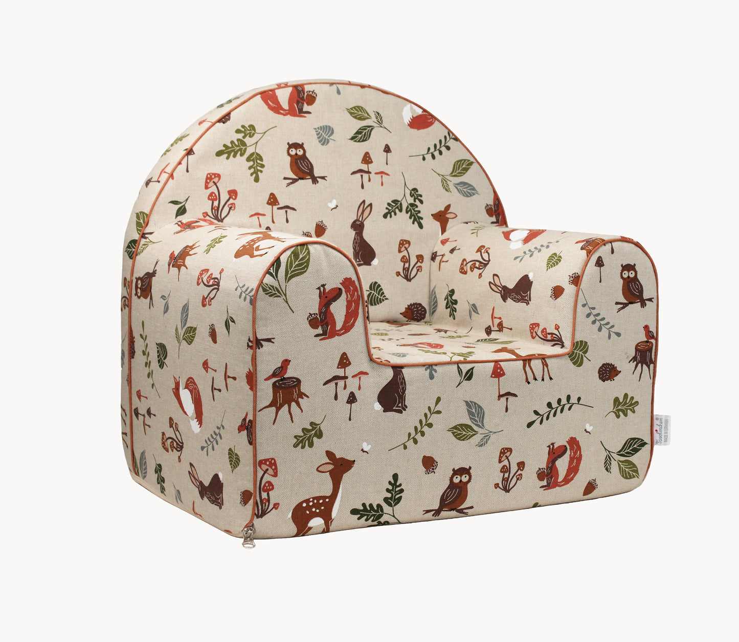 Colorful children's armchair "Autumn Friends", removable and washable cover, ideal for children's rooms, perfect for reading and playing