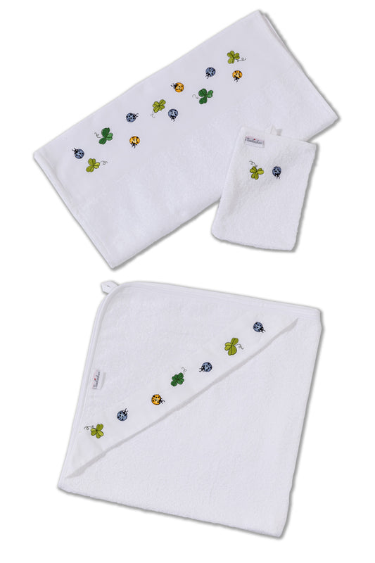 Ladybug gift set with towel, hooded bath towel &amp; wash mitt