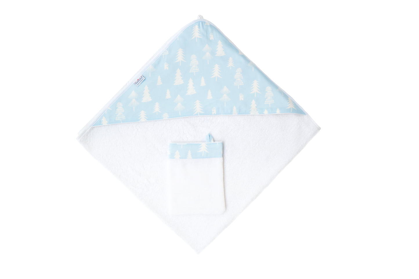 Velour hooded bath towel »Christmas Trees" with wash mitt