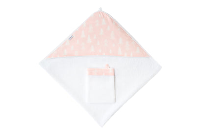 Velour hooded bath towel »Christmas Trees" with wash mitt