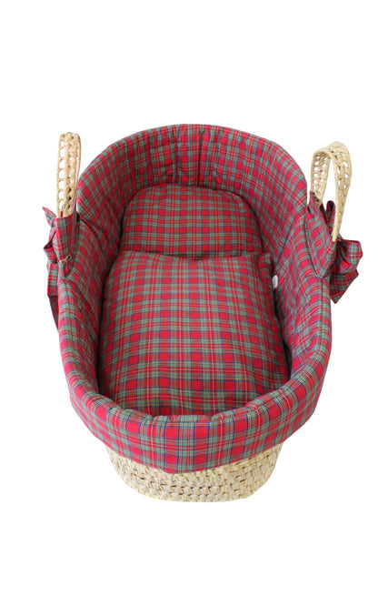 Moses basket with mattress – "Christmas Check" with a festive check pattern and a cozy, supportive mattress for the Christmas season