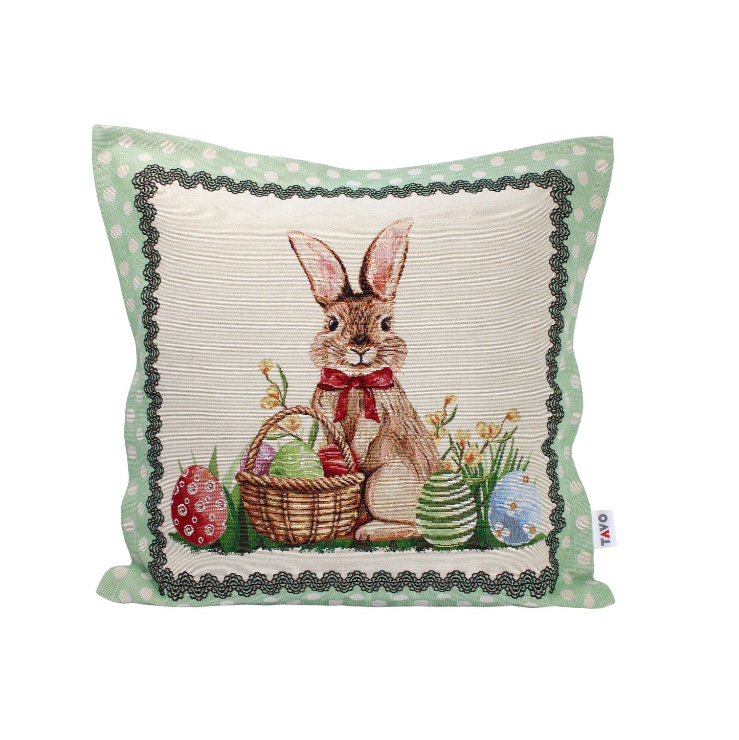 Tapestry Easter cushion with Mr. Rabbit – nostalgic charm for a cozy Easter season