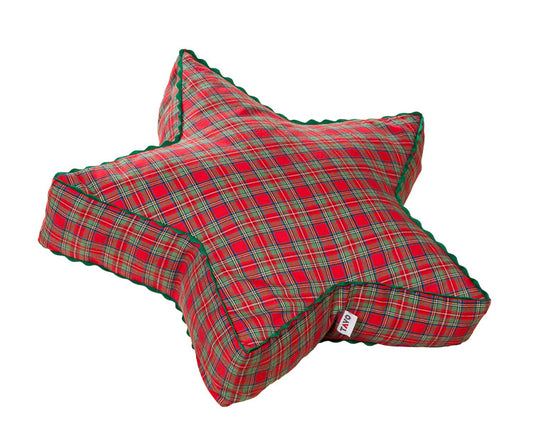 Star cushion "Christmas Check" ★ Festive star shape with check pattern