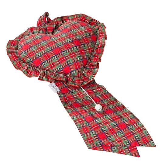 Heart music box "Christmas Check" ★ a heart-shaped music box with a Christmas check pattern